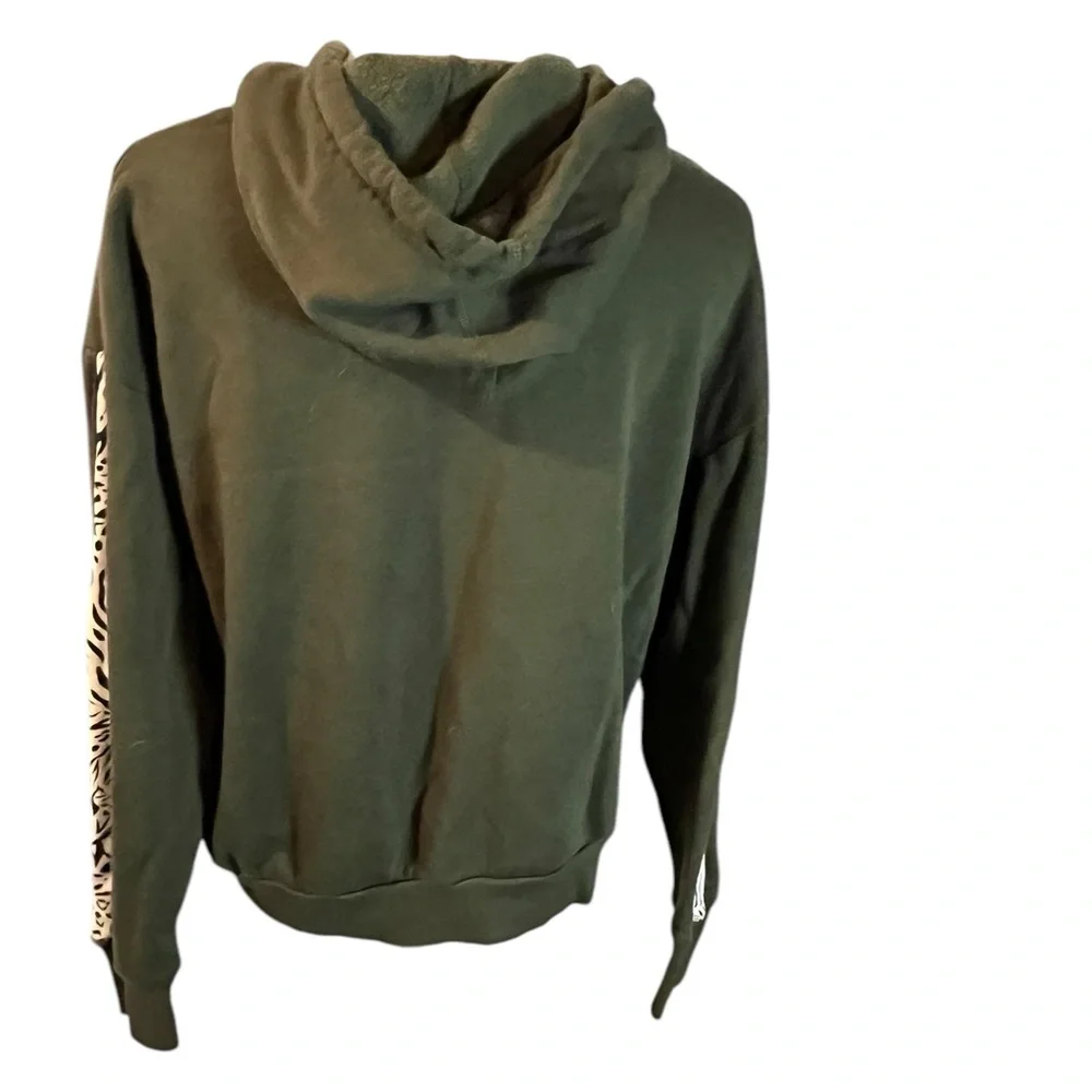 Juicy Couture Sport Green Pullover Animal‎ Print Thumbholes Size Small Hoodie - Picture 2 of 7